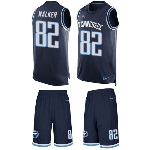 Men's Limited Delanie Walker Nike Jersey Navy Blue - #82 Tank Top Suit NFL Tennessee Titans